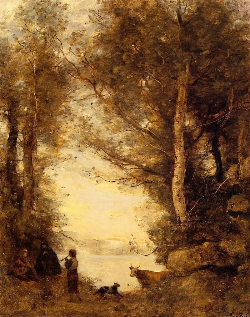 Fløytespilleren ved Albano-sjøen - Jean-Baptiste Camille Corot