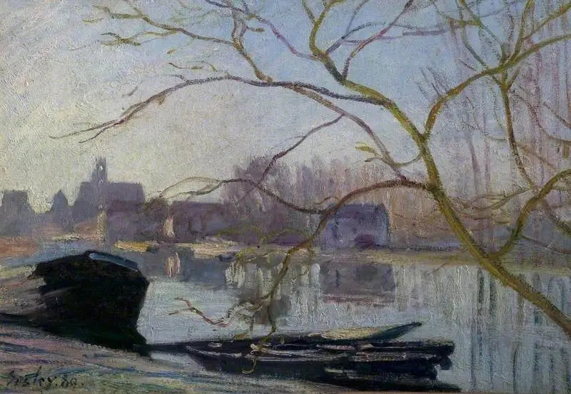 Le Loing, hvit frost - Alfred Sisley