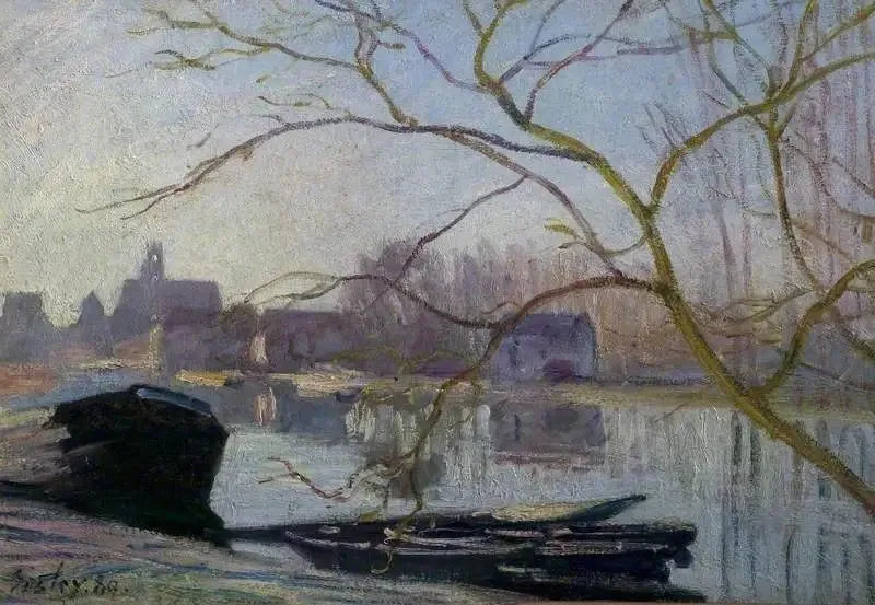 Le Loing, hvit frost - Alfred Sisley