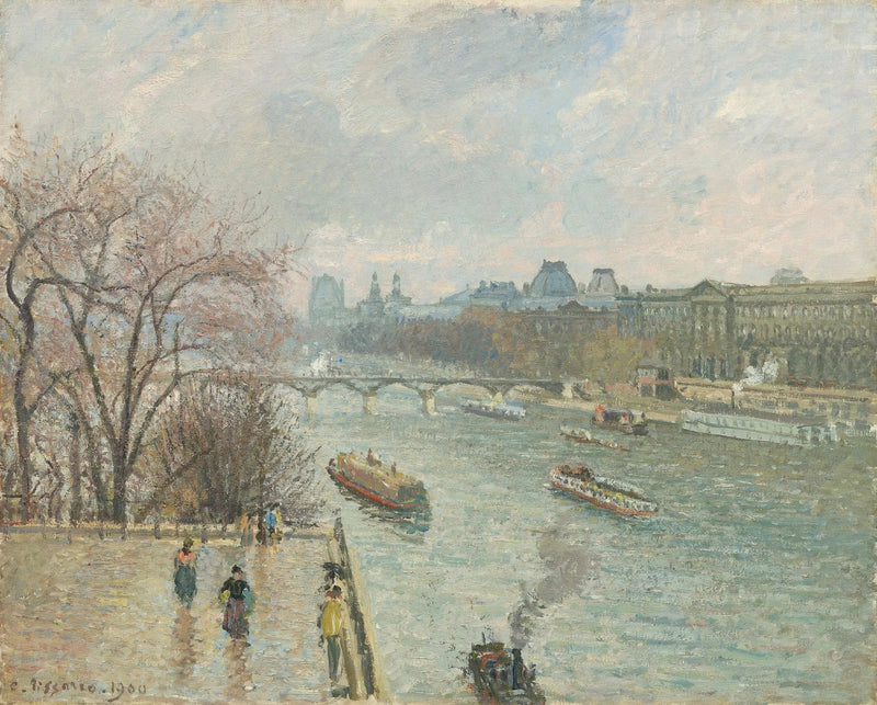 Louvre, Ettermiddag, Regnvær (Første serie) - Camille Pissarro