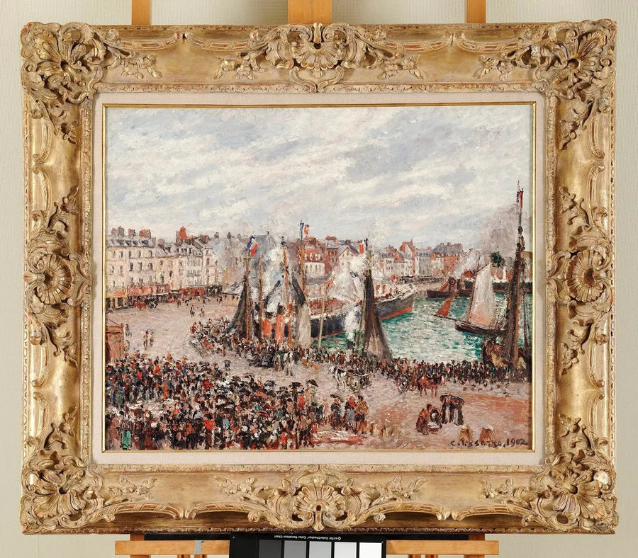 Fiskemarkedet, Dieppe, grått vær, morgen - Camille Pissarro