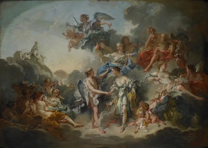 Ekteskapet mellom kjærlighet og Psyke - François Boucher