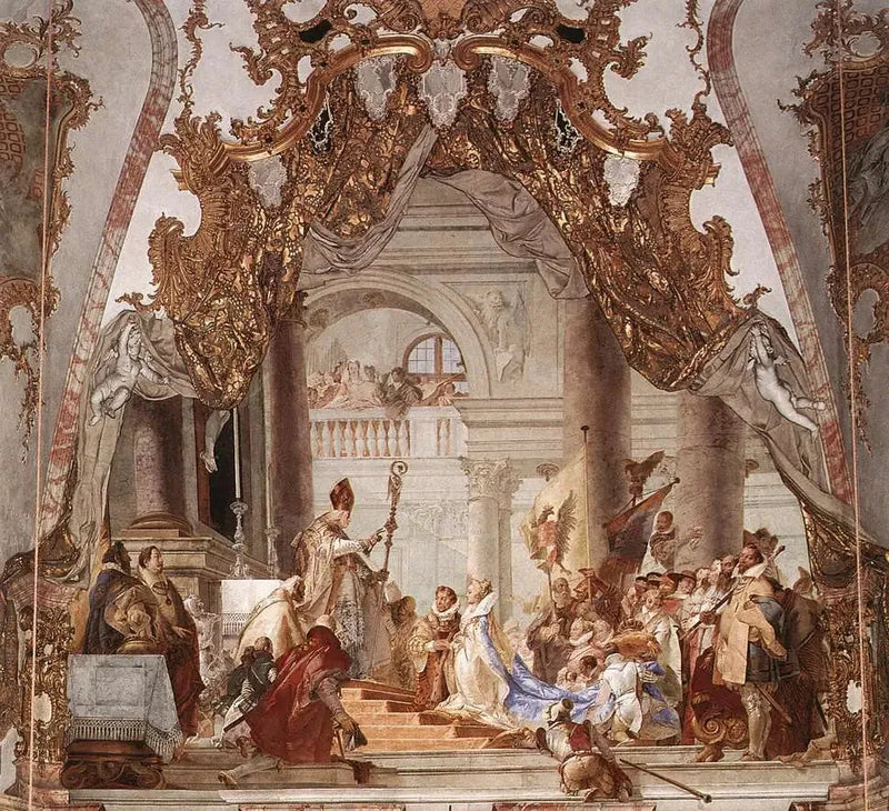 Keiser Fredrik I. Barbarossas bryllup og Béatrice av Burgund, takfreske - Giovanni Battista Tiepolo