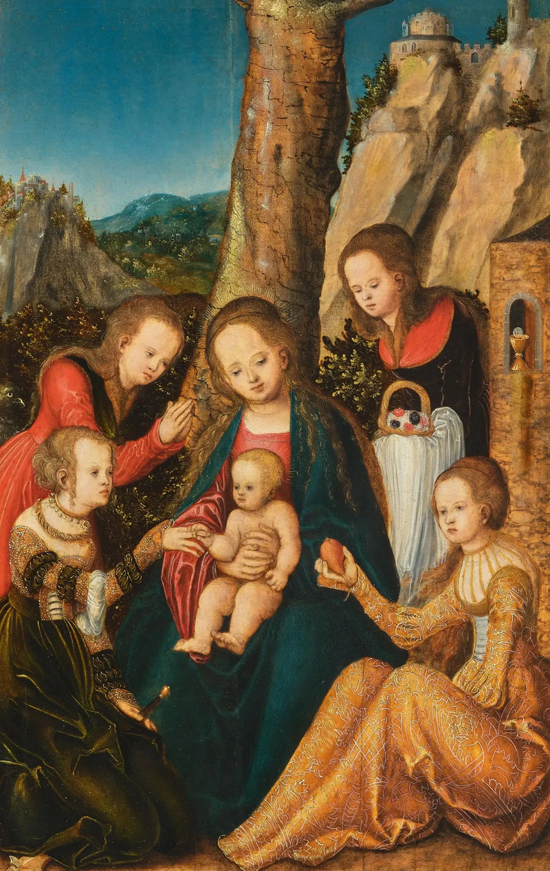 Ekteskapet til den hellige Katarina med helgener - Lucas Cranach den eldre