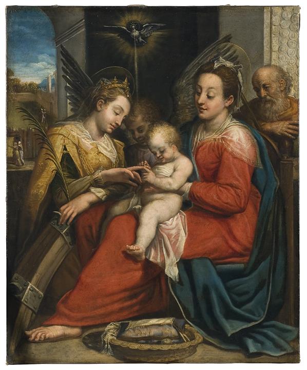 Den mystiske ekteskapet til Saint Catherine - Denis Calvaert