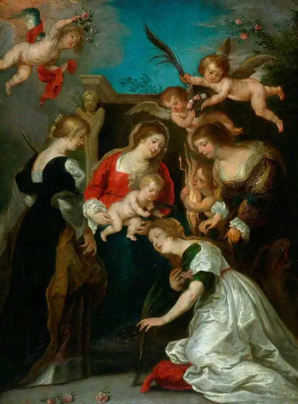Den mystiske ekteskap av helgen Catherine - Peter Paul Rubens