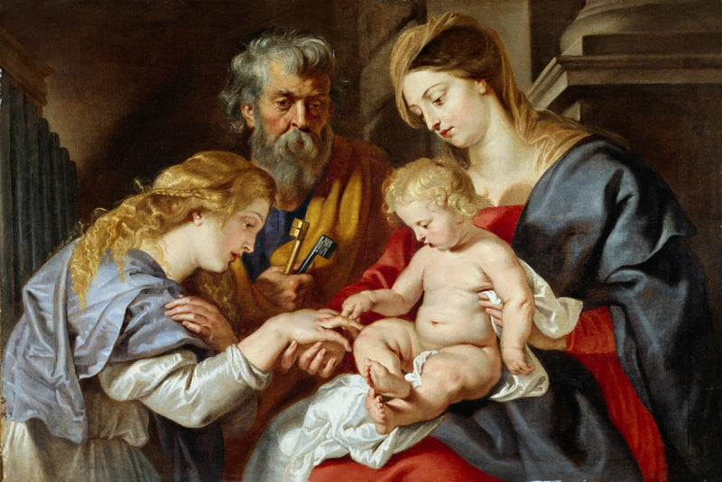 Den mystiske ekteskap av helgen Catherine - Peter Paul Rubens