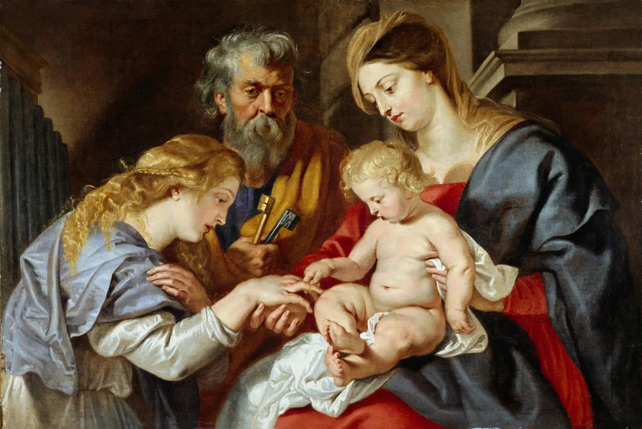 Den mystiske ekteskap av helgen Catherine - Peter Paul Rubens