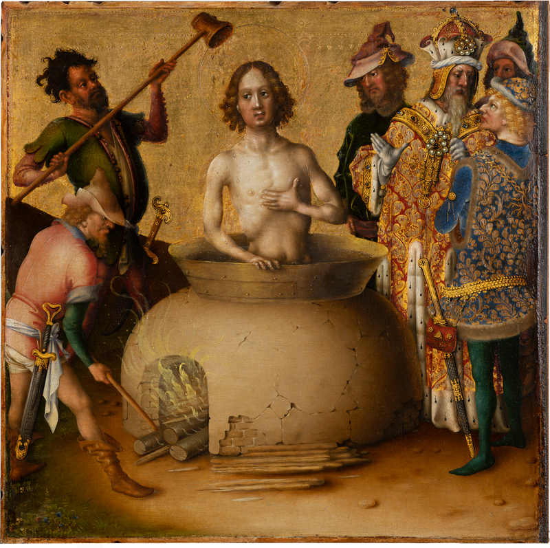 De apostlenes martyrdød: martyrdøden til Saint Johannes Evangelisten - Stefan Lochner