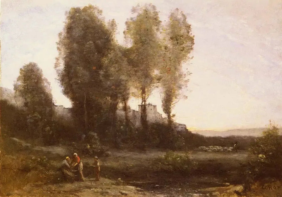 Klosteret bak trærne - Jean-Baptiste Camille Corot
