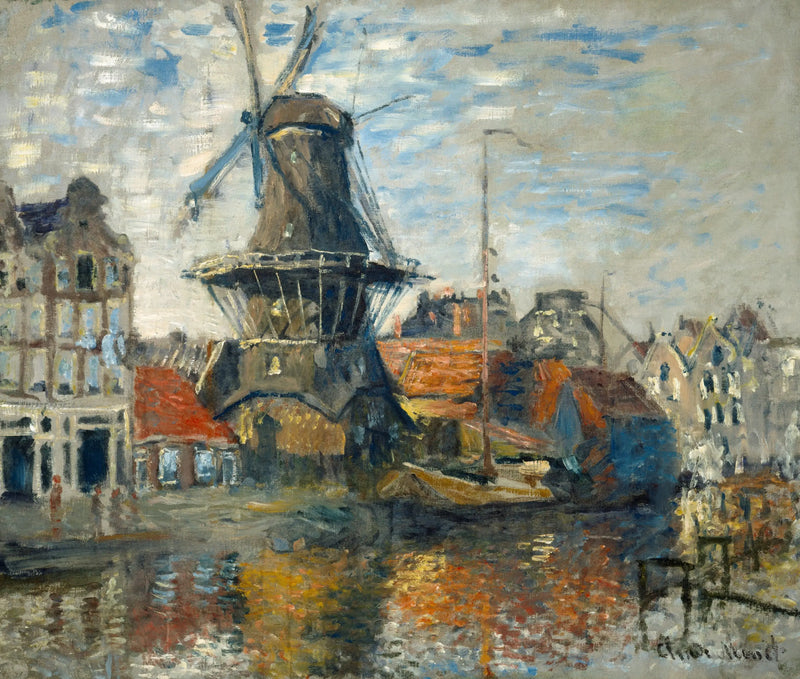 Vannmøllen på kanalen Onbekende, Amsterdam - Claude Monet