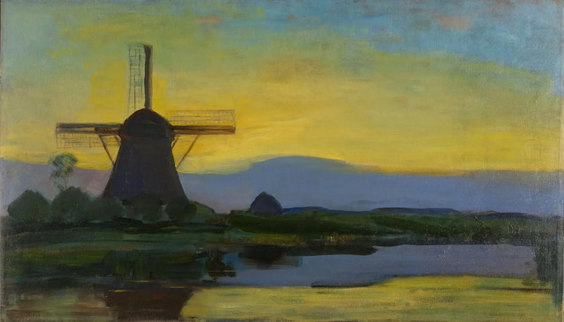 Møllen i Oostzijdse om natten - Piet Mondrian