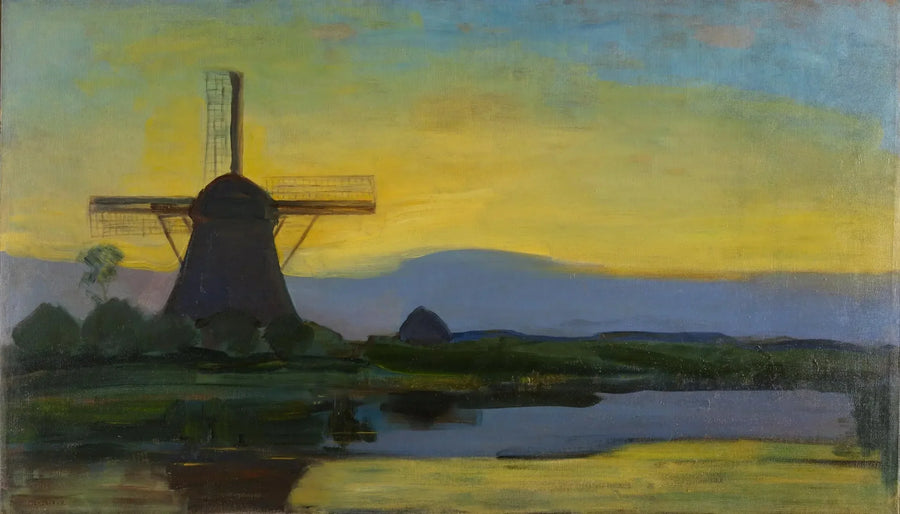 Møllen i Oostzijdse om natten - Piet Mondrian