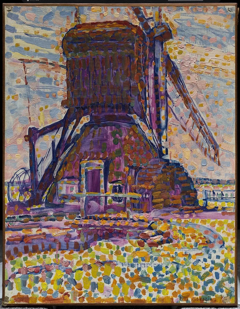 Møllen i Winkel, pointillistisk versjon - Piet Mondrian