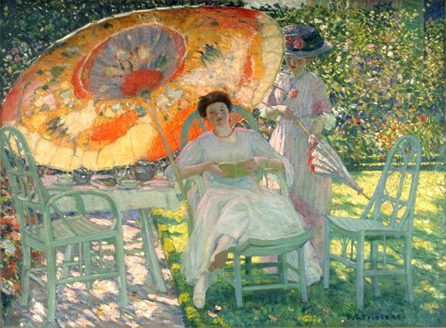 Hageparasollen - Frederick Carl Frieseke