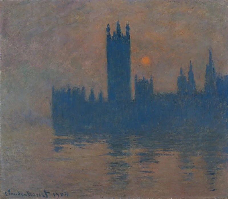 Parlamentet, solnedgang - Claude Monet