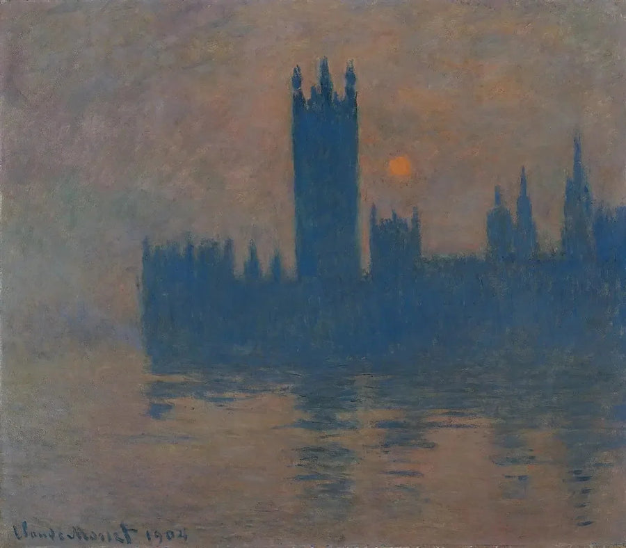 Parlamentet, solnedgang - Claude Monet