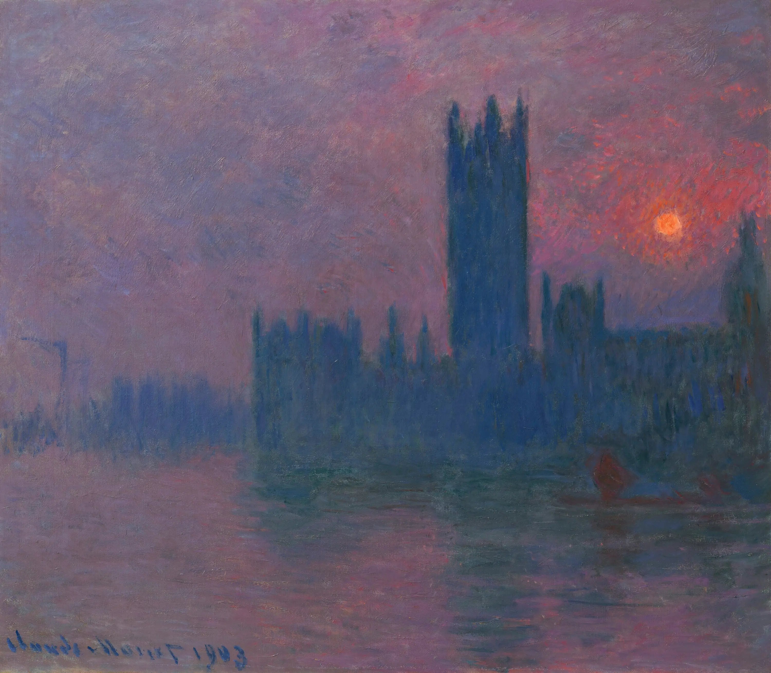 Le Parlement, soleil couchant - Claude Monet image 1 reproduction de peinture à l’huile