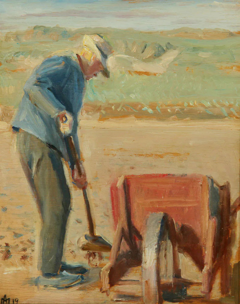 Le pêcheur Ole Markstrøm travaille sur la plage. - Michael Peter Ancher