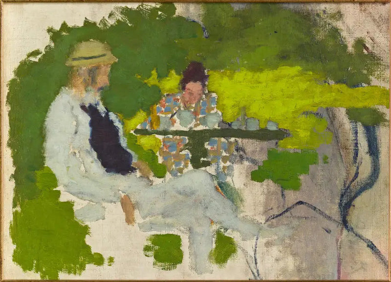 Kunstnerens far og søster i hagen i Grand-Lemps - Pierre Bonnard