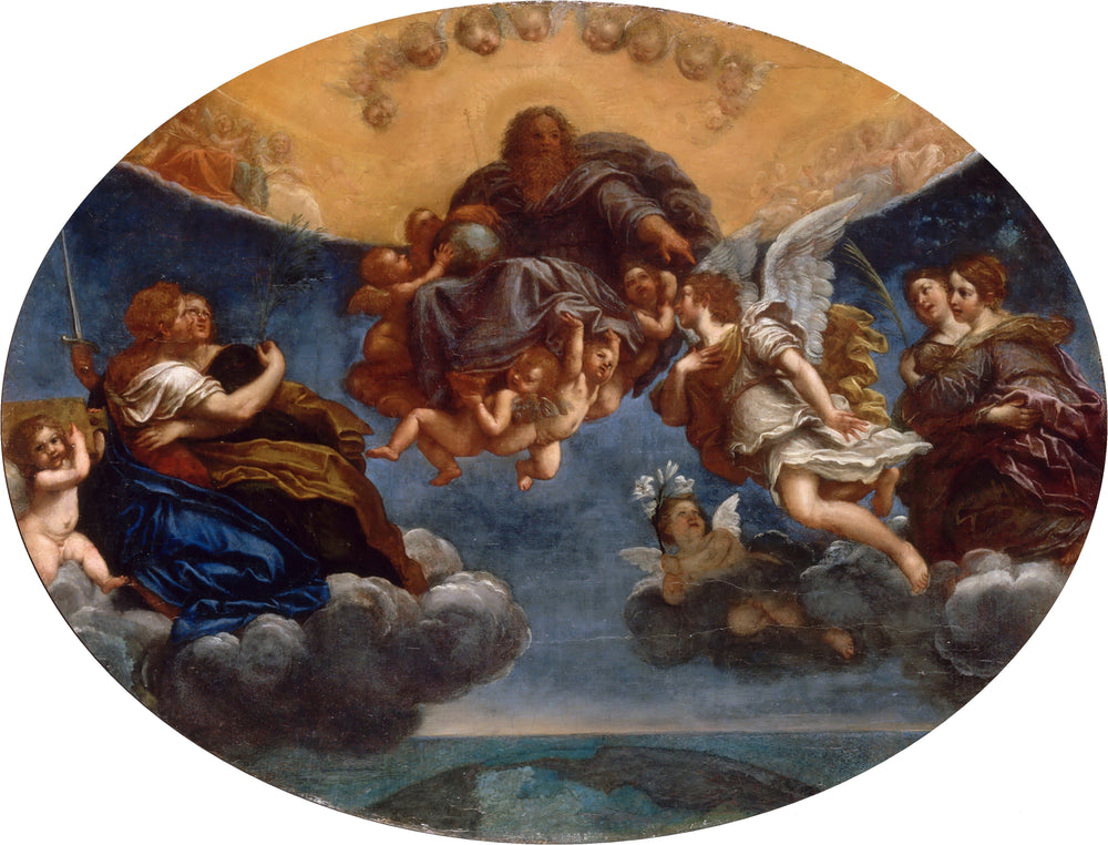 Le Père éternel et l'ange Gabriel - Francesco Albani image 1 copie peinte à la main à l’huile