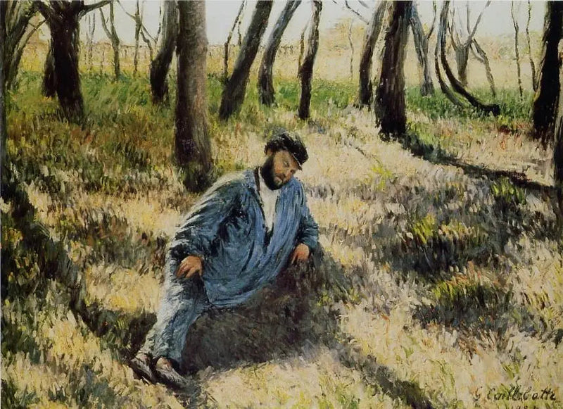 Faderen Magloire liggende i en skog - Gustave Caillebotte