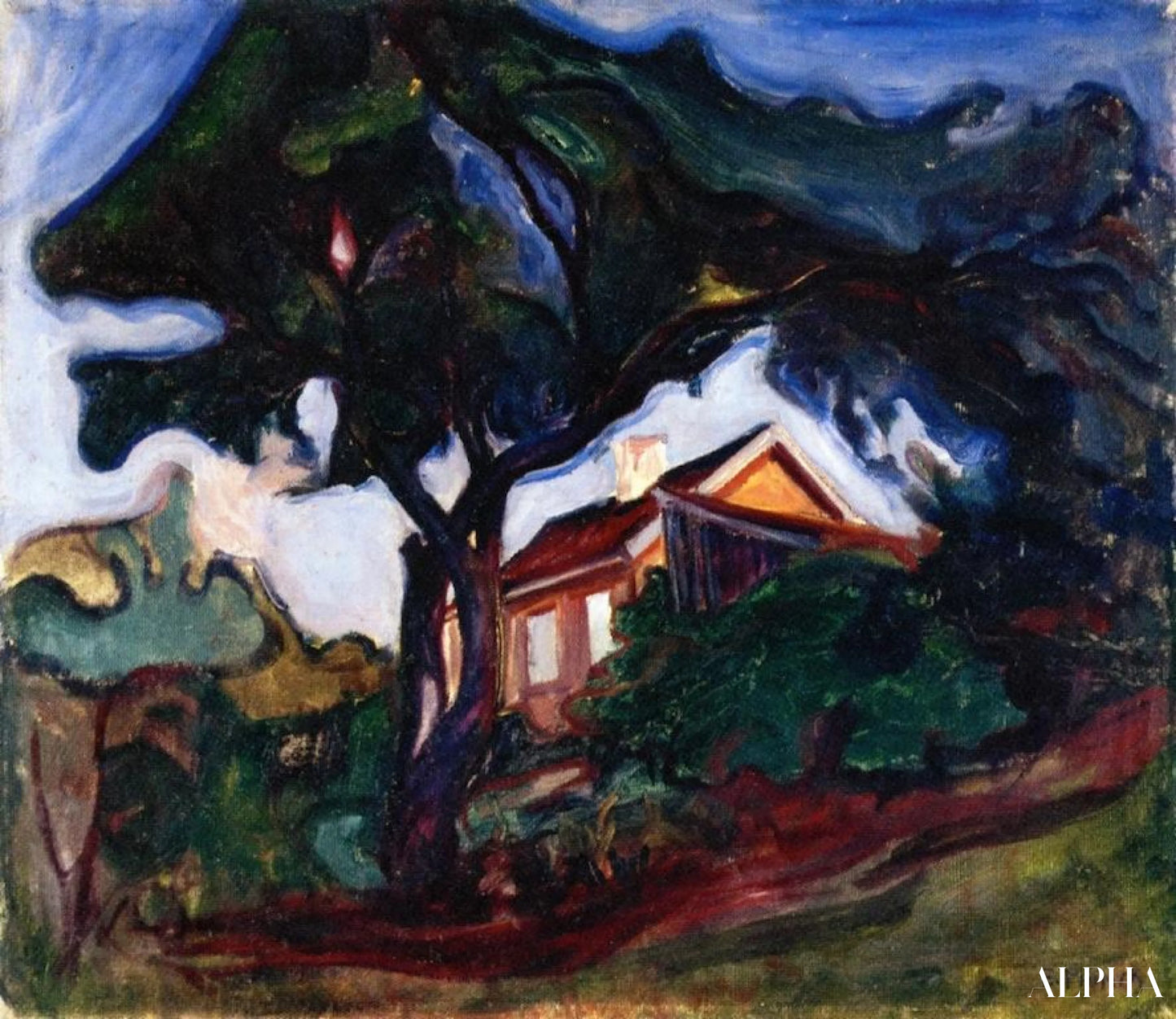 Epletreet - Edvard Munch - Høykvalitets reproduksjoner av malerier og bilder