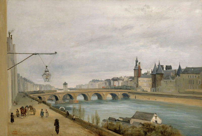 Broen ved endringen, sett fra Gesvres-kaien (1830) - Jean-Baptiste Camille Corot