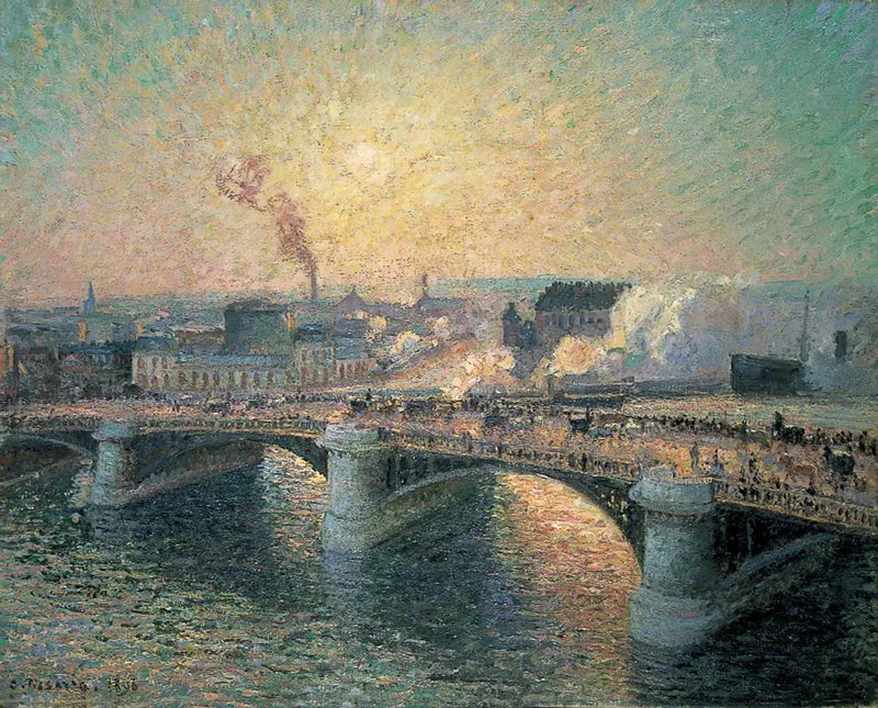 Broen Boieldieu, Rouen, Solnedgang - Camille Pissarro