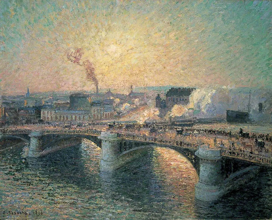 Broen Boieldieu, Rouen, Solnedgang - Camille Pissarro