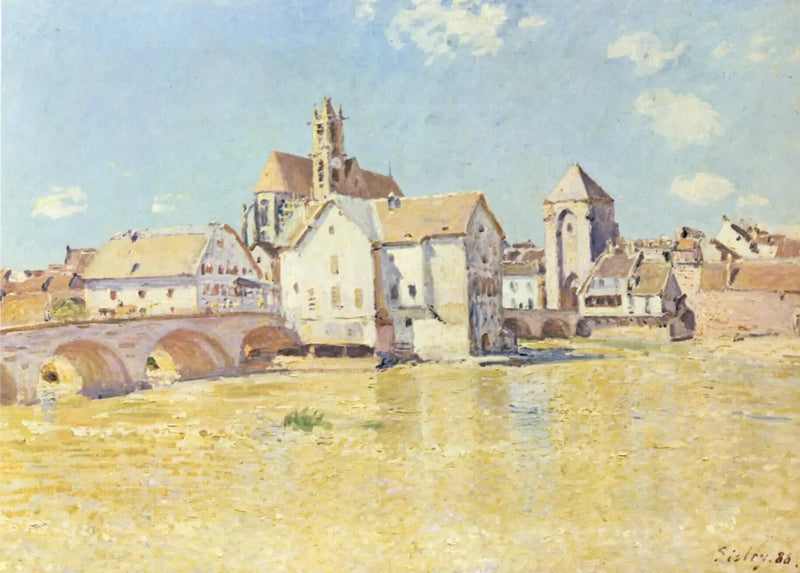 Moret-broen i morgenens sol - Alfred Sisley