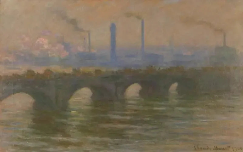 Waterloo-broen, overskyet vær - Claude Monet