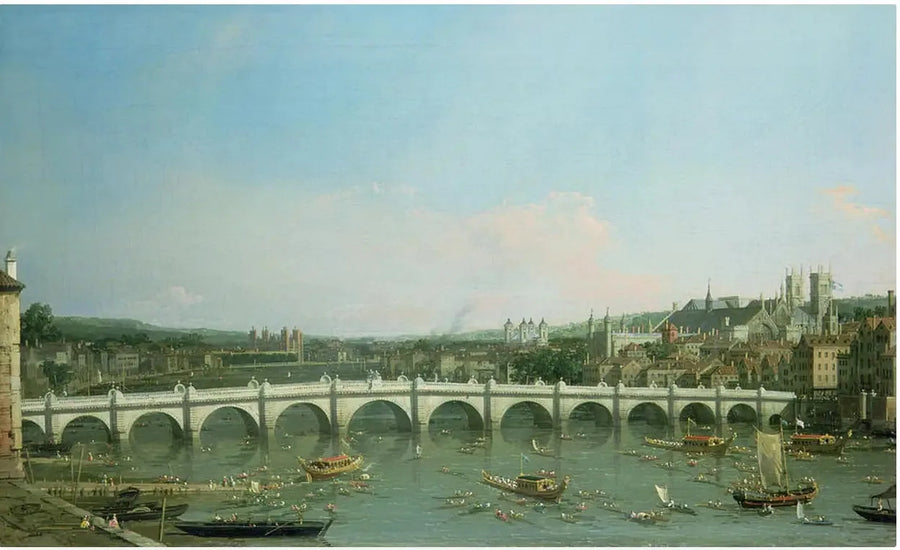 Westminster-broen sett fra nord med Lord-ordens prosesjon - Canaletto

Source:
Le pont de Westminster vu du nord avec le cortège du Lord-maire - Canaletto