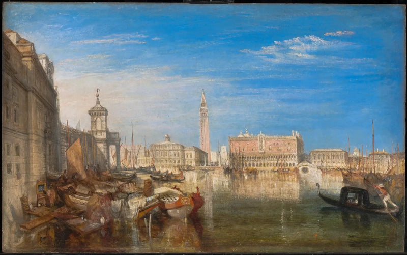 Seufzbroen, Dogepalasset og tollhuset, Venezia. Canaletto maler - J. M. W. Turner