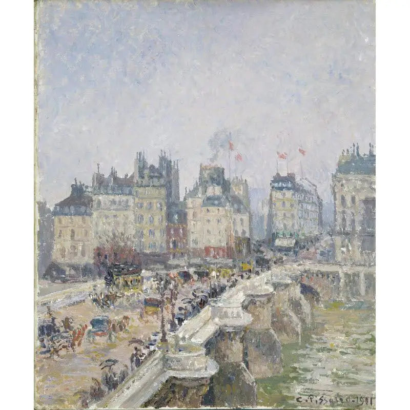 Den Nye Bro, vått vær - Camille Pissarro