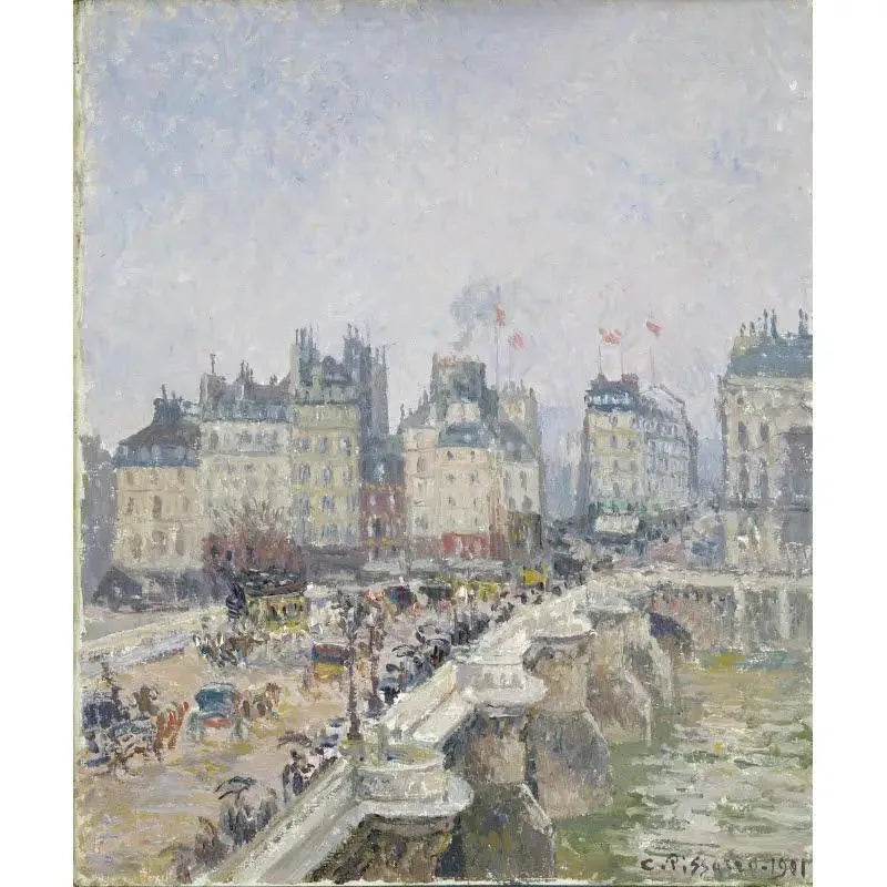Den Nye Bro, vått vær - Camille Pissarro