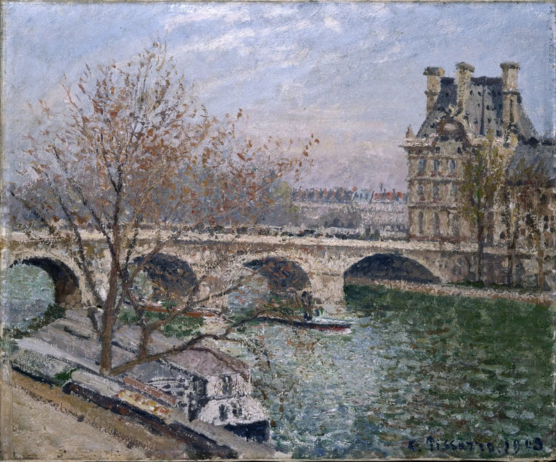 Den Kongelige Bro og Flore-paviljongen, Morgen, Sol - Camille Pissarro