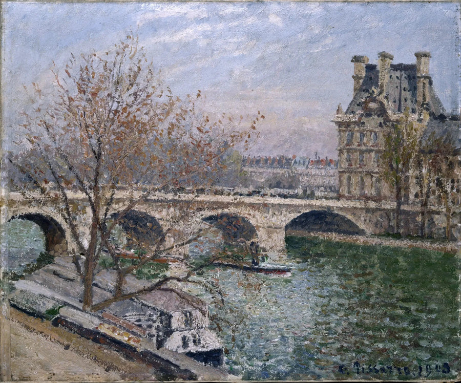 Den Kongelige Bro og Flore-paviljongen, Morgen, Sol - Camille Pissarro
