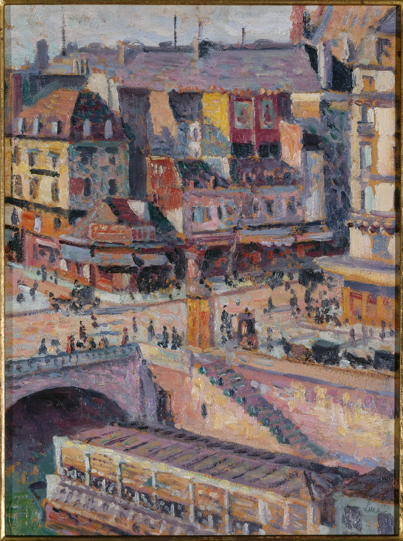 Saint-Michel-broen og Orfèvres-kaien rundt 1905 - Maximilien Luce