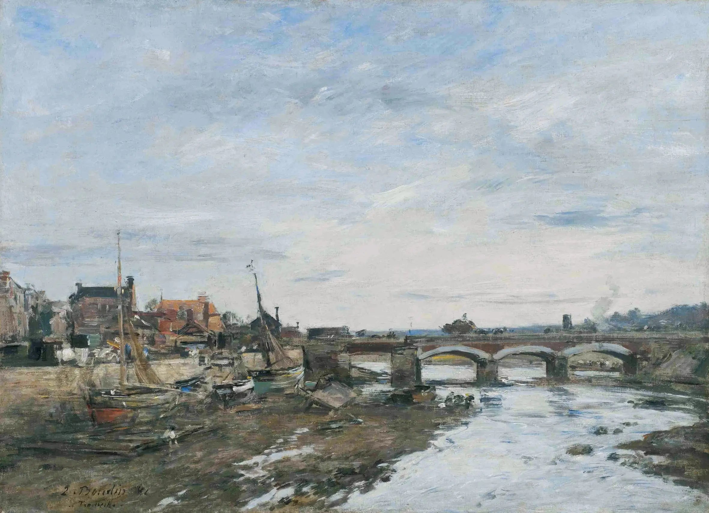 Le Pont sur la Touques à Trouville - Eugène Boudin image 1 tableau peint à l’huile sur toile