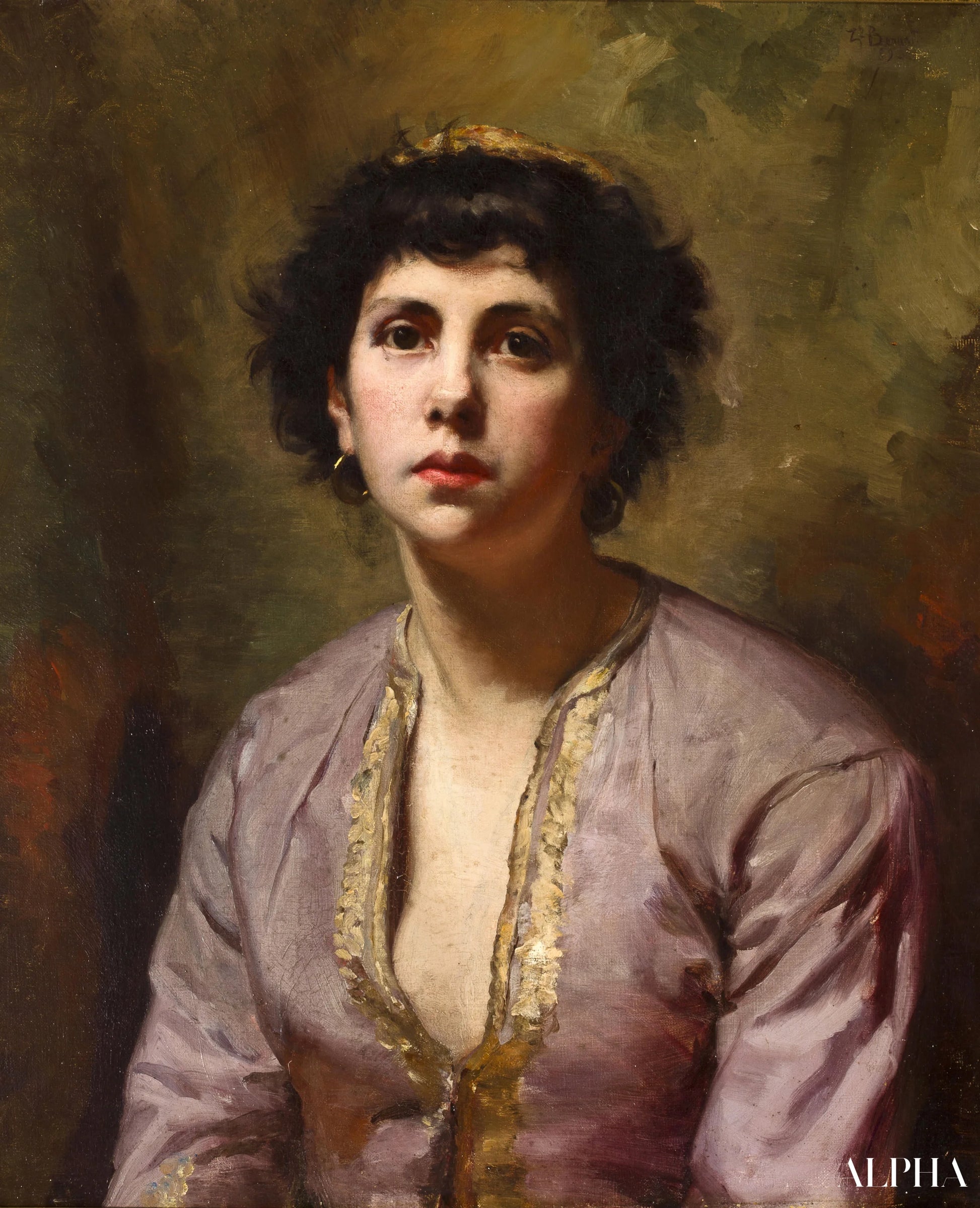 Portrett av en ung jente - Léon Bonnat - Høykvalitets reproduksjoner av malerier og bilder