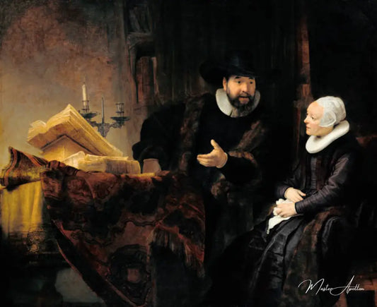 Le prédicateur mennonite Anslo et sa femme - Rembrandt van Rijn - Reproductions de tableaux et peintures haut de gamme