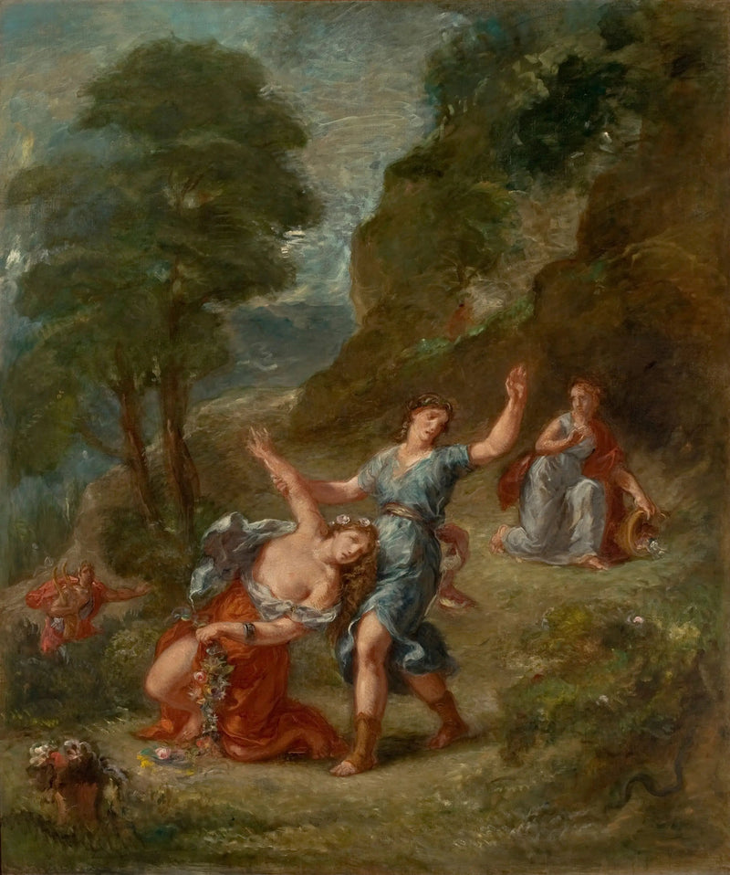 Våren - Eurydike bitt av en slange mens hun plukket blomster (Eurydikes død) - Eugène Delacroix
