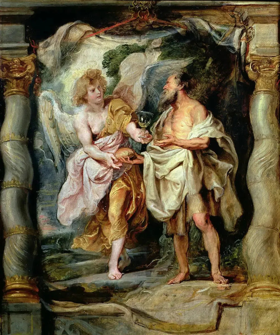 Profeten Elias matet av en engel - Peter Paul Rubens