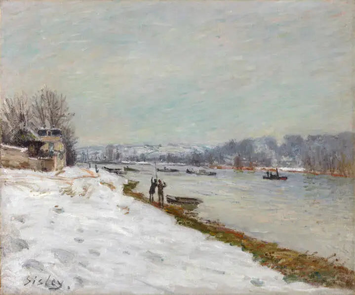 Billancourt-kaia - Snø - Alfred Sisley