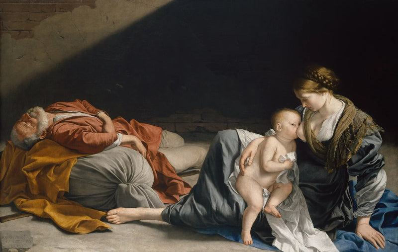 Hvile av den hellige familie under flukten til Egypt - Orazio Gentileschi