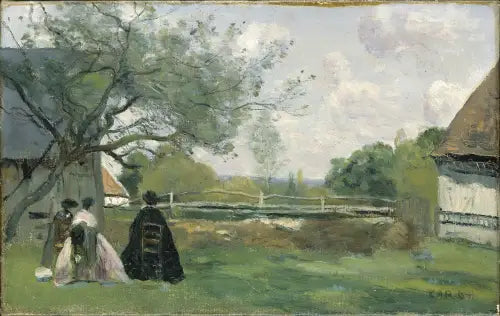 Reposen foran gården - Jean-Baptiste Camille Corot