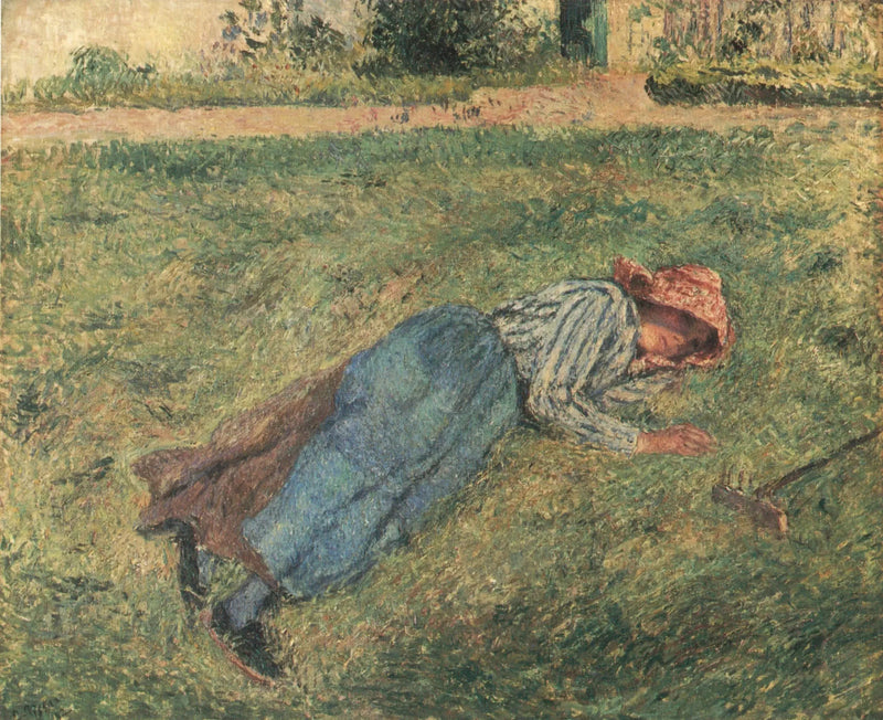 Hvile, bonde liggende i gresset, Pontoise - Camille Pissarro