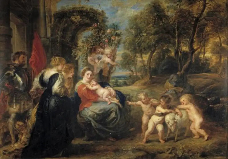 Hvile under flukten til Egypt med de hellige - Peter Paul Rubens