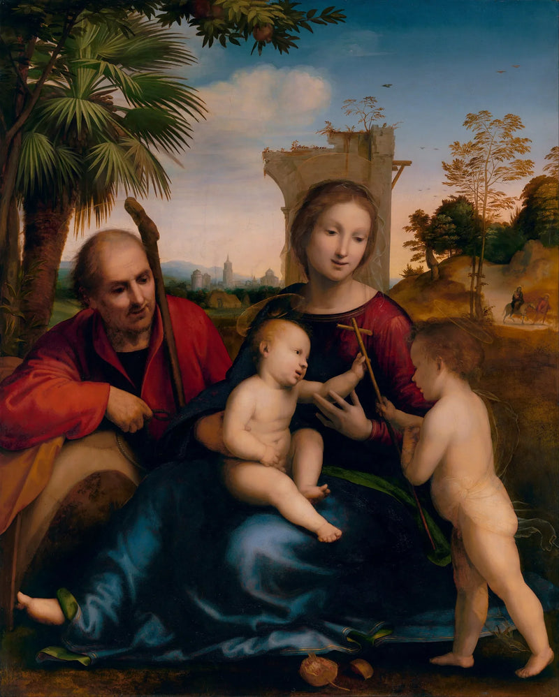 Hvile under flukten til Egypt med Saint Johannes Døperen - Fra Bartolomeo